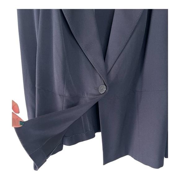 Lane Bryant Navy Blue One Button Closure Sharp Shoulder Blazer Jacket 26/28 - Picture 2 of 13